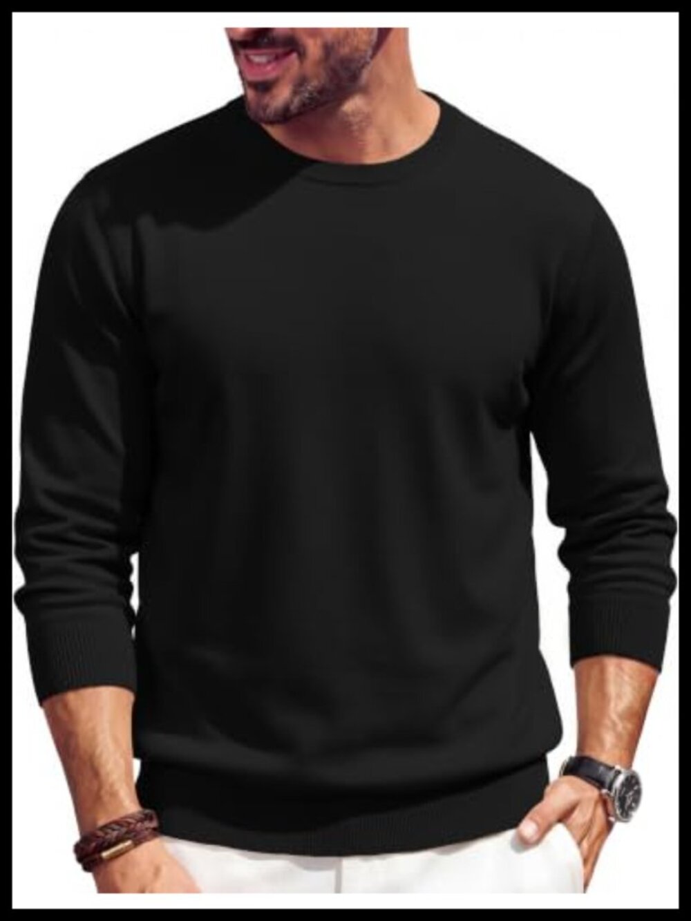 Men's Casual Crew Neck Lightweight Knit Pullover Sweater